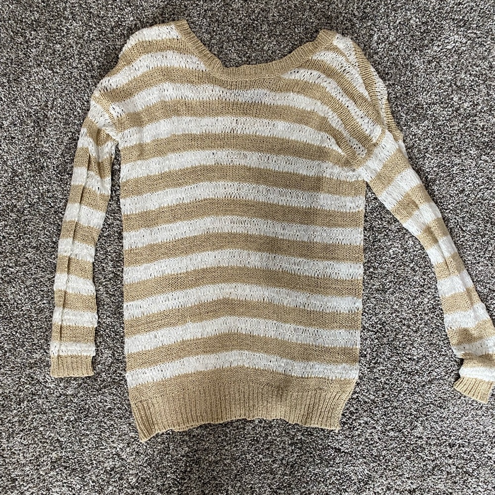 Tan and white stripped thin sweater size small